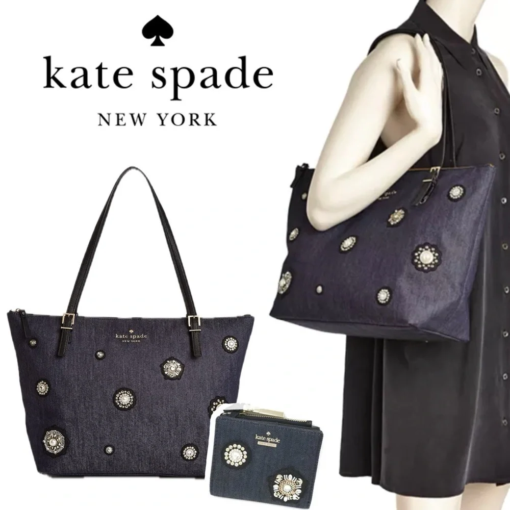 Kate Spade Navy Embellished Tote Bag